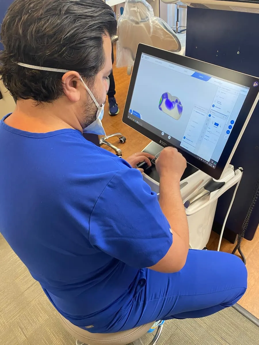 doctor looking at dental screen