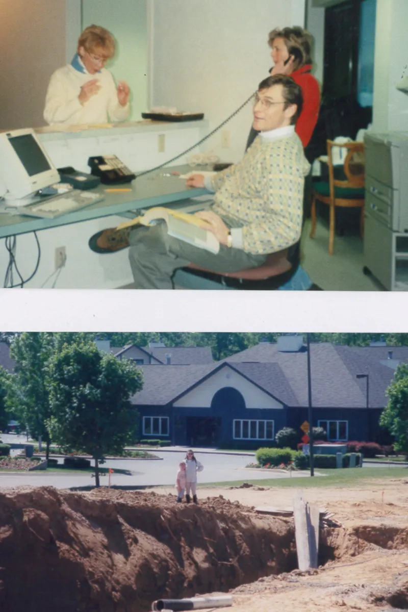The original call center at the Williams Center and the breaking ground for the foundation of the building of the Williams Center in Latham NY.