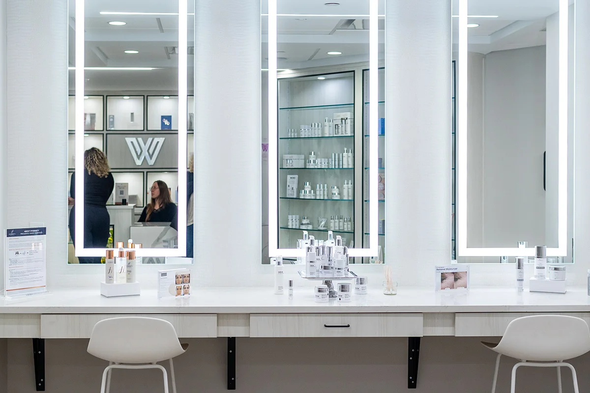 Image of the range of medical-grade skincare products and topicals offered at the Rejuva Center at Williams in Latham, NY. 