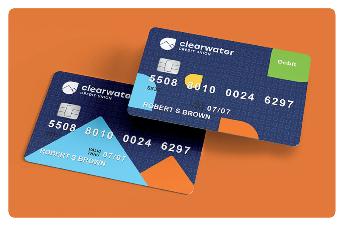 Debit card mockups for Clearwater Credit Union