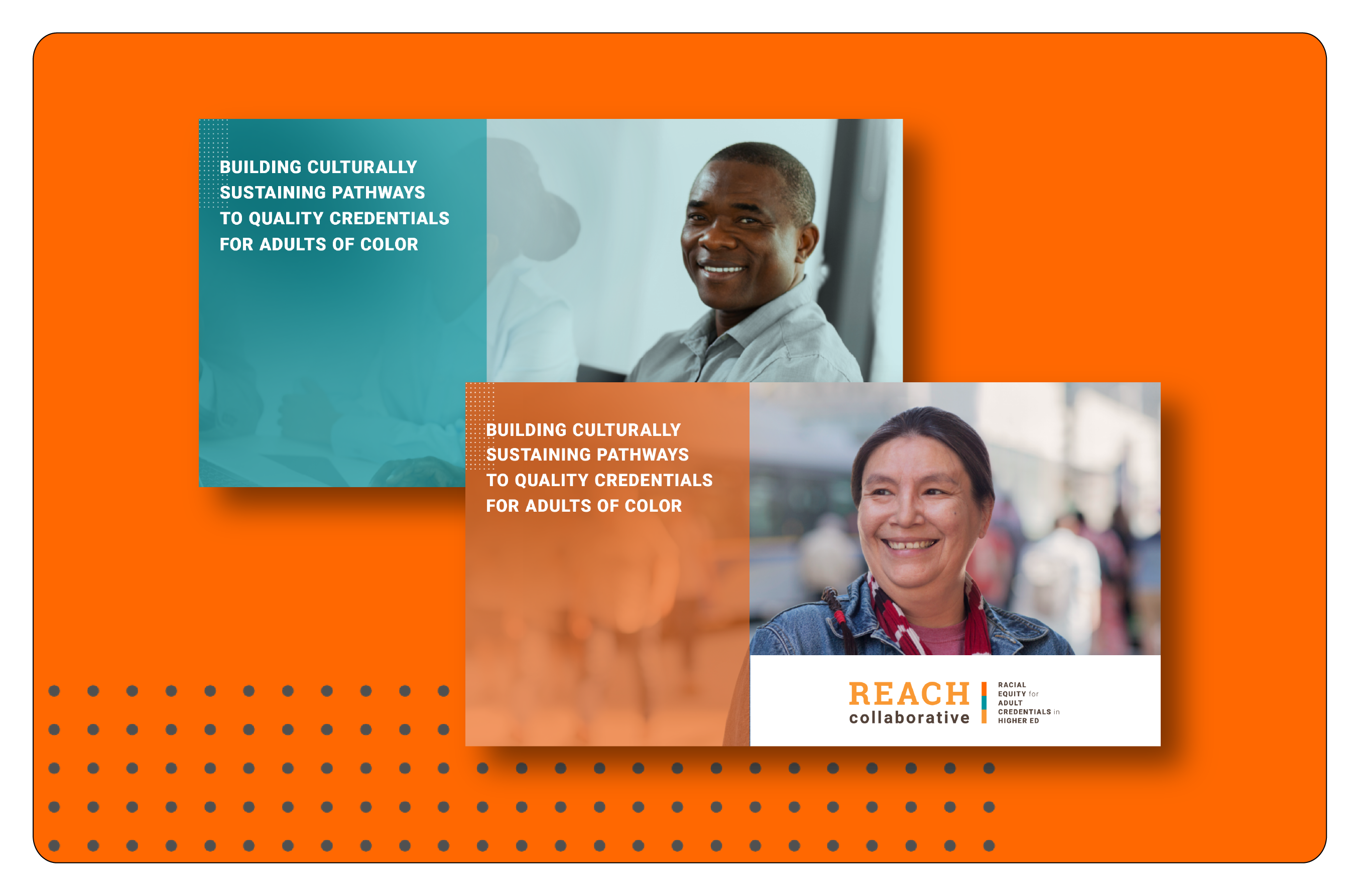 Social graphics for a integrated campaign promoting institutional best practices from the Lumina Foundation's REACH Collaborative