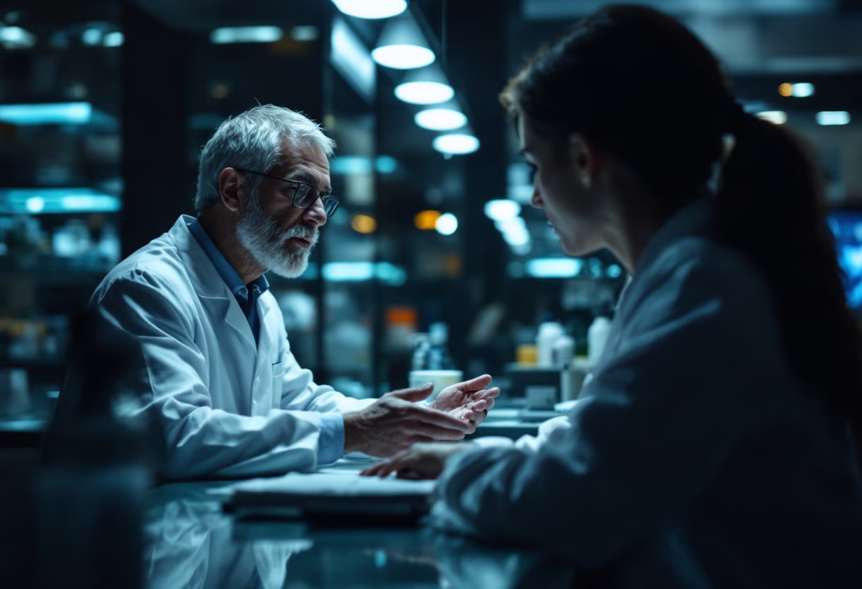 image of pharmacist explaining medication to a customer