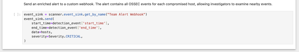 Notebook Step 3- Send the enriched alert to a destination