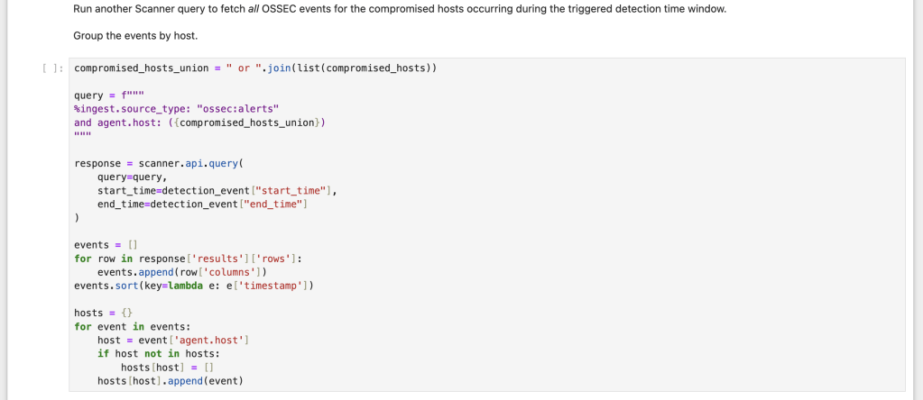 Notebook Step 2- Enrich context by fetching all recent audit events for these hosts