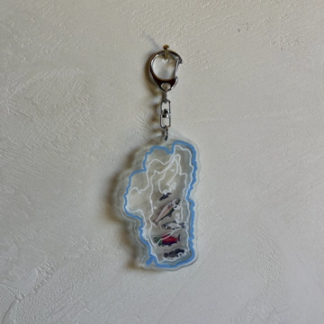 Lake Tahoe shaped keychain