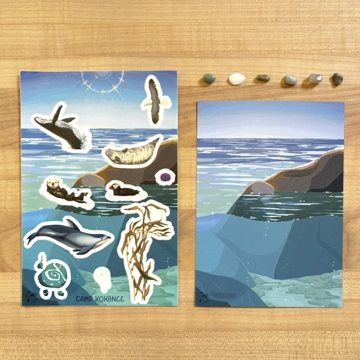 Sticker set of ocean animals