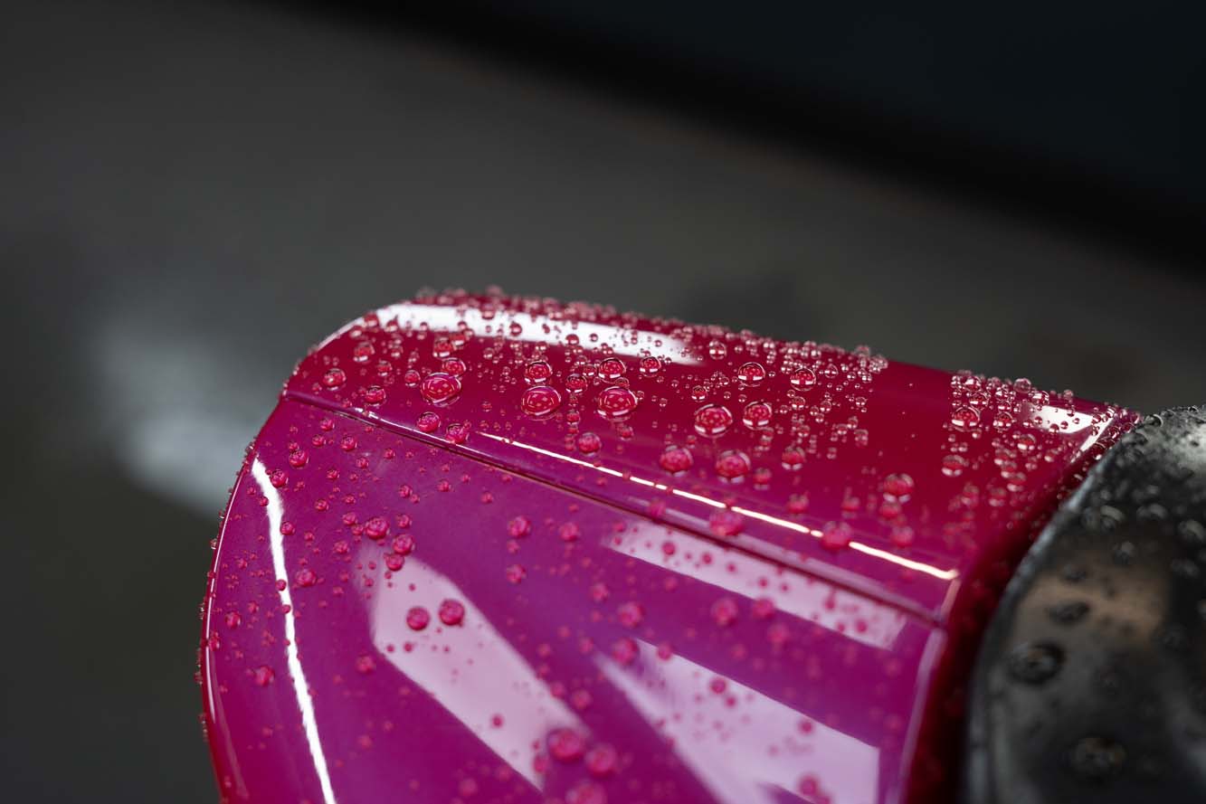 Water beading on a freshly coated panel, Wax Is Dead ceramic coating