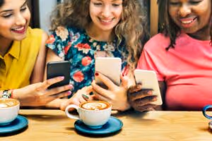 Three women networking while playing poker on the Poker Power Play App