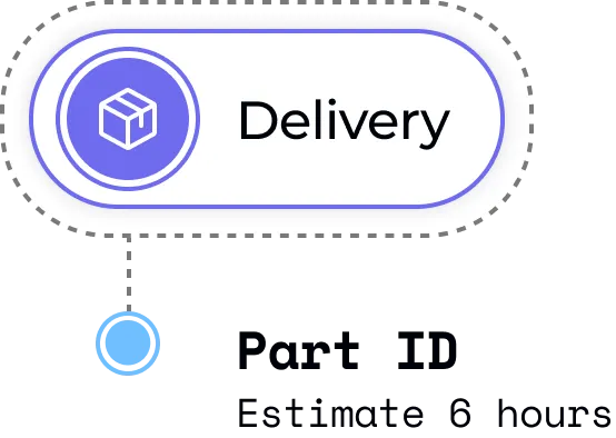 Icon of a package next to the the word 'Delivery' inside a rounded rectangular button.