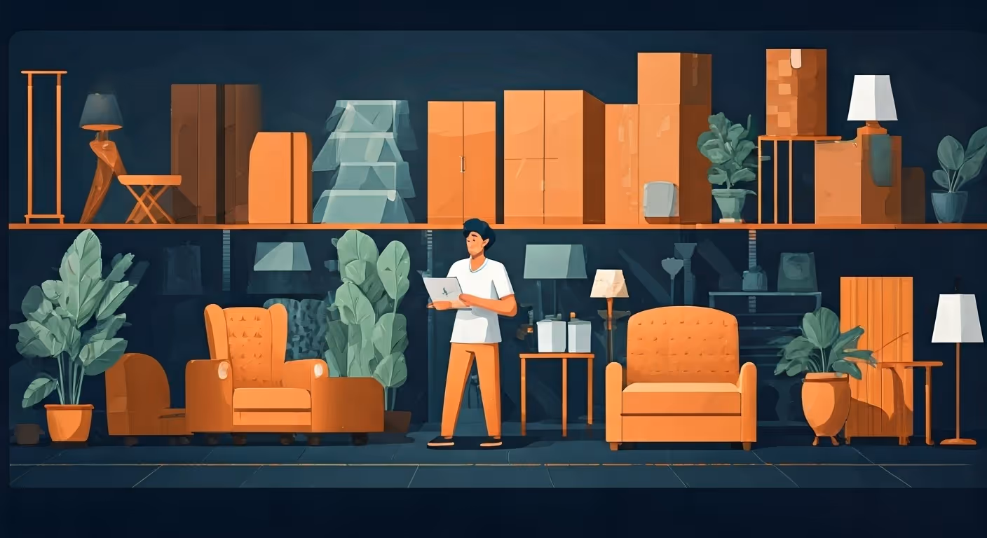 Interior designer in receiving warehouse