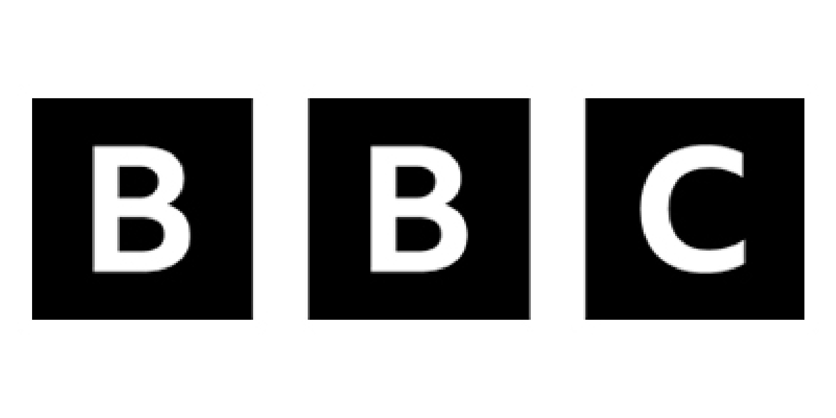 Logo of the BBC (British Broadcasting Company), where Eugenia O'Kelly's work has been covered/featured