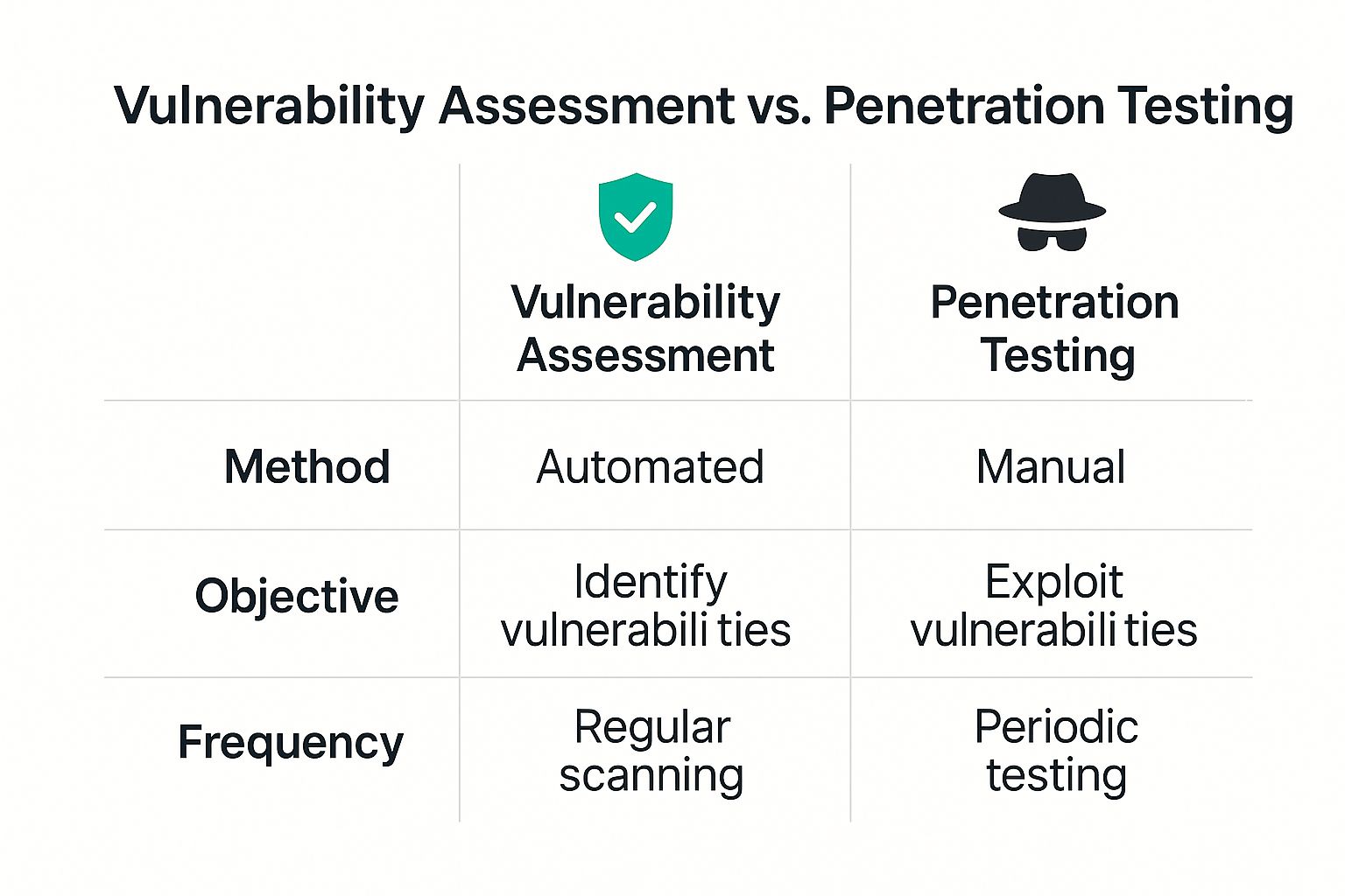 Infographic about vulnerability assessment vs penetration testing