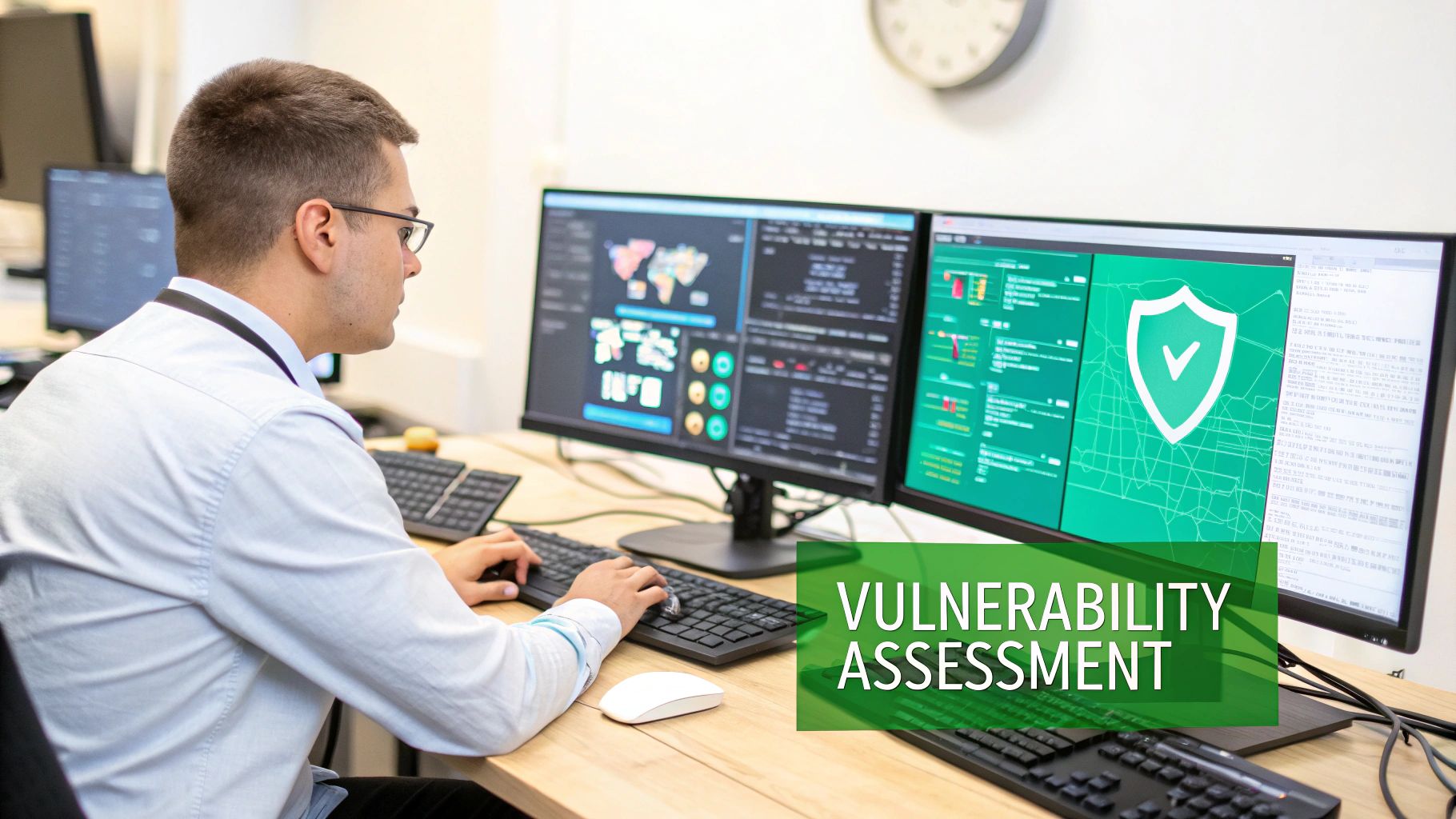 A computer screen showing a dashboard with vulnerability assessment results