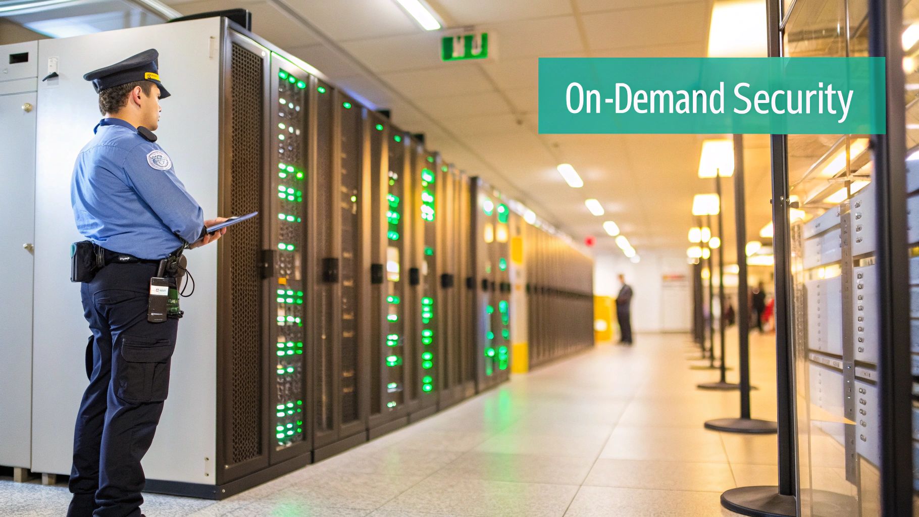 An IT professional analyzing security data on multiple monitors, representing the use of automated penetration testing tools.