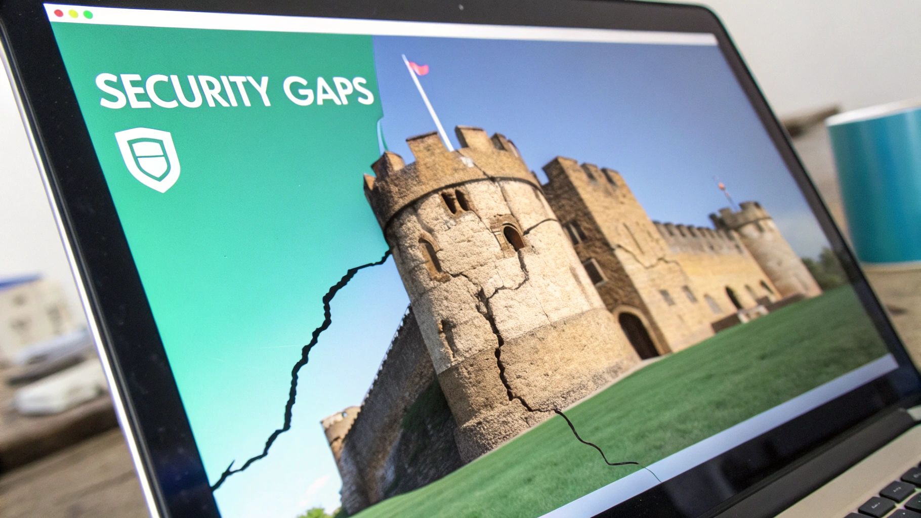 A programmer working on code with security icons overlaid, symbolizing the process of identifying and fixing vulnerabilities.