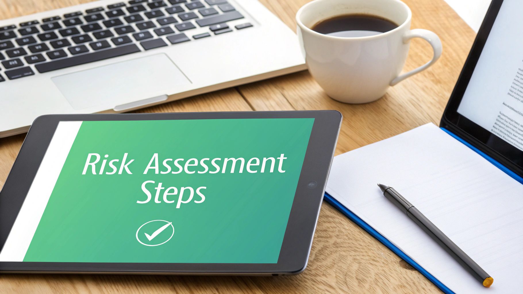 A magnifying glass hovering over a flowchart, symbolizing the detailed steps of a risk assessment process.