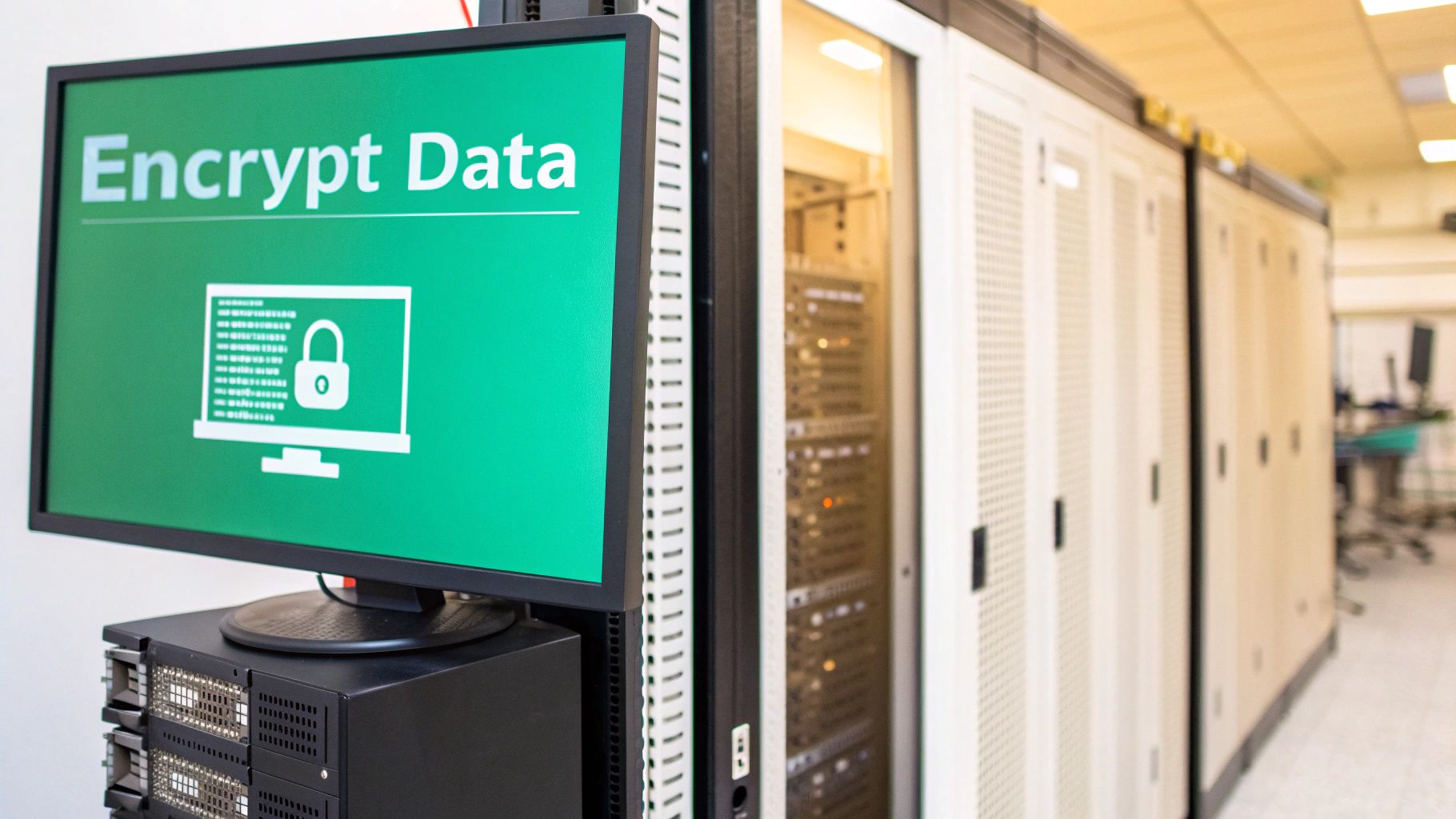 A network diagram showing security layers protecting data