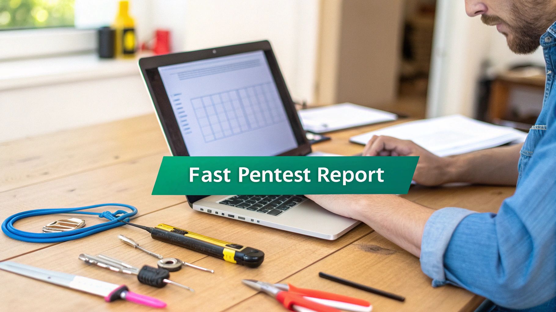 A certified ethical hacker working on a computer to find vulnerabilities.