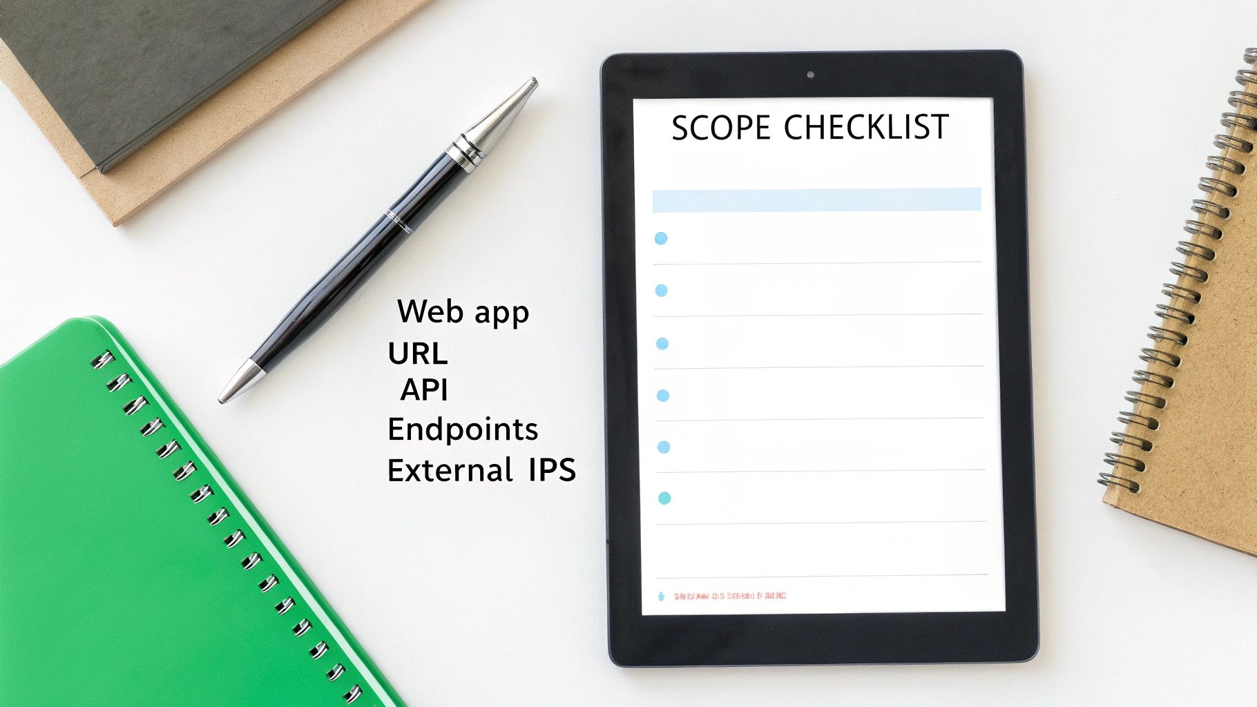 A person's hands typing on a laptop, defining the scope for a security test
