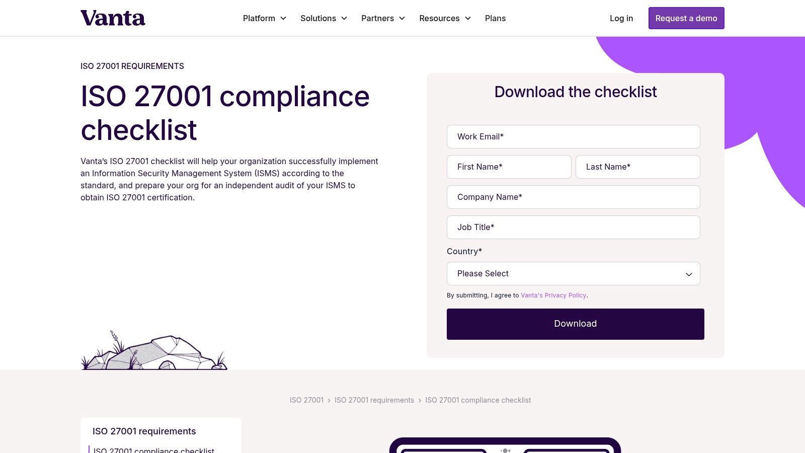 Vanta – ISO 27001 and SOC 2 Checklists (Guides and Help Center)