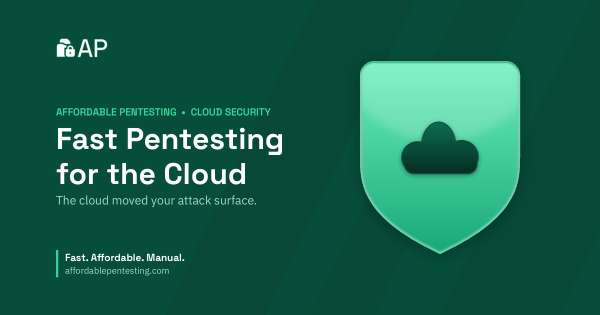 Fast Pentesting for the Cloud title card with a cloud icon in the Affordable Pentesting brand style.