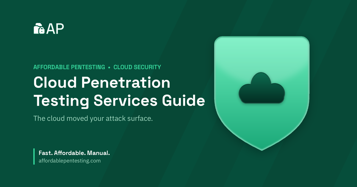 Cloud Penetration Testing Services Guide title card with a cloud icon in the Affordable Pentesting brand style.