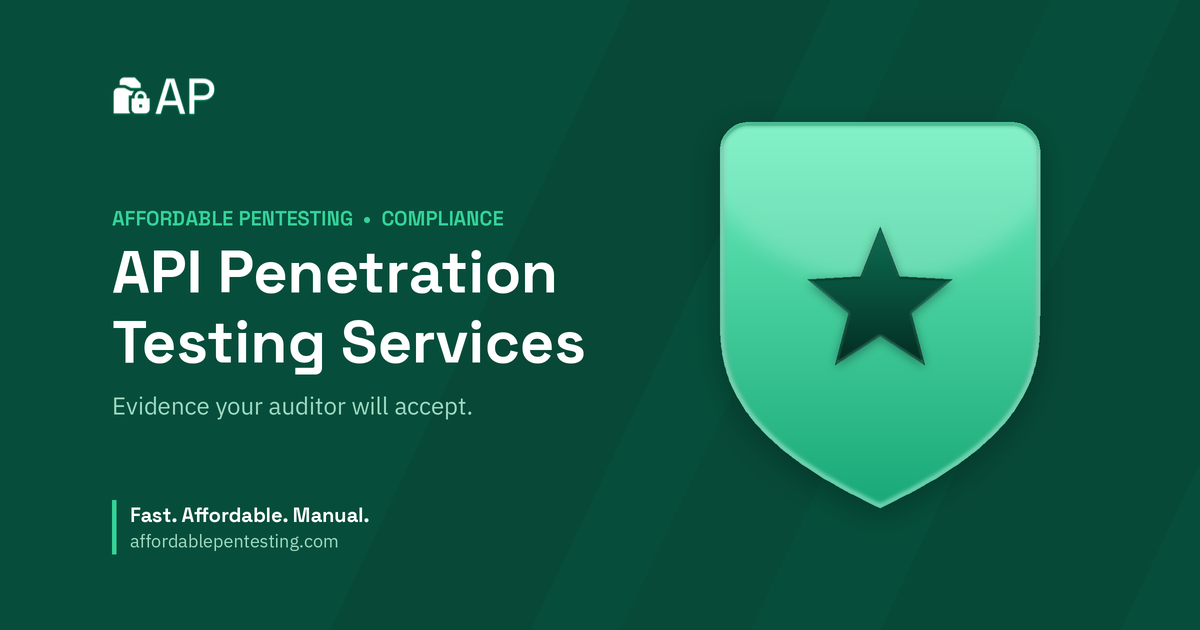 API Penetration Testing Services title card with a star icon in the Affordable Pentesting brand style.