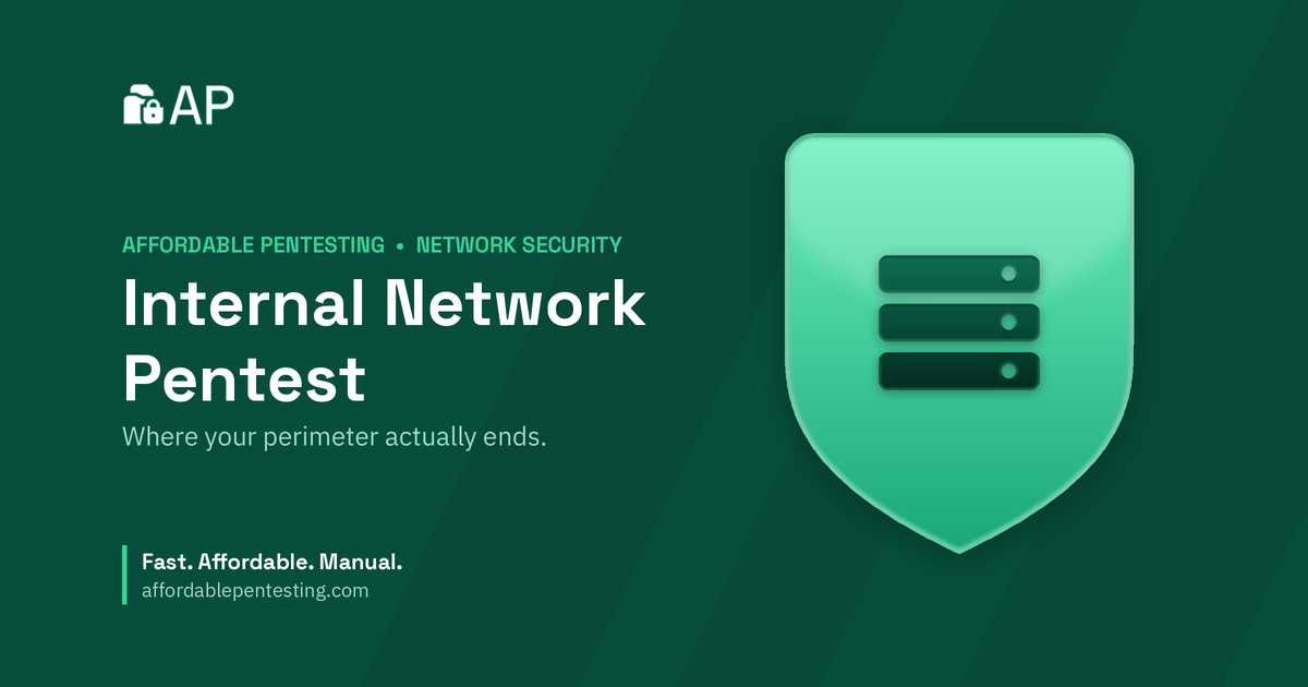 Internal Network Pentest title card with a server icon in the Affordable Pentesting brand style.