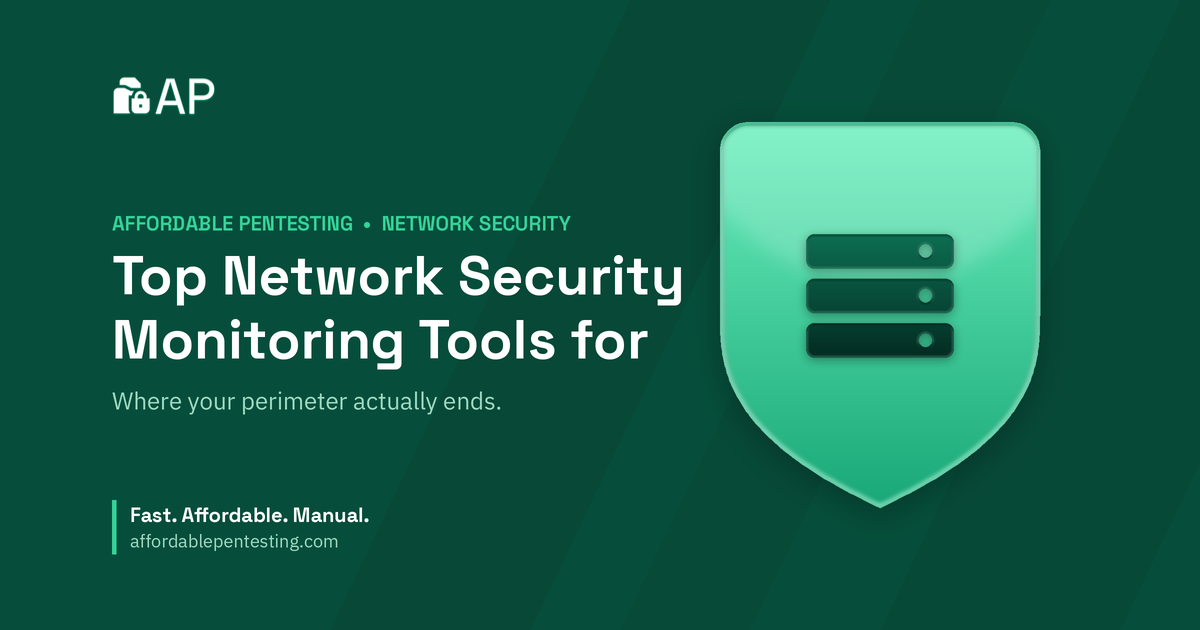 Top Network Security Monitoring Tools for title card with a server icon in the Affordable Pentesting brand style.