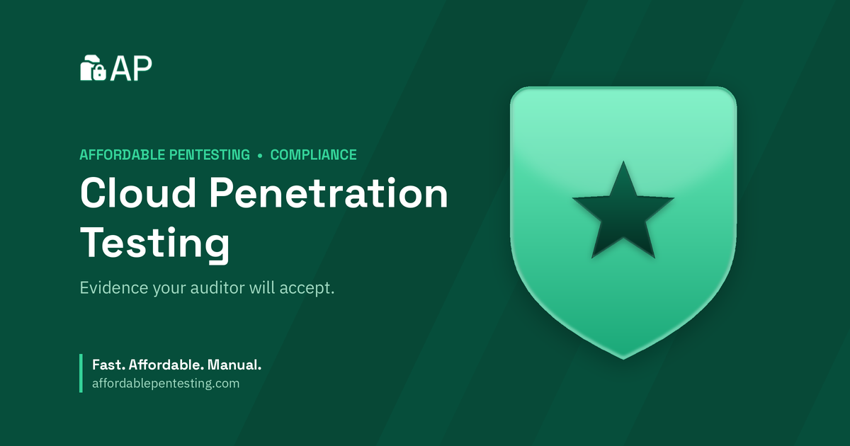 Cloud Penetration Testing title card with a star icon in the Affordable Pentesting brand style.