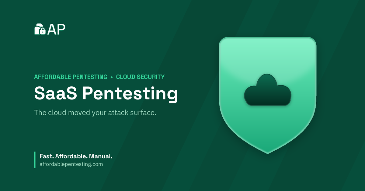 SaaS Pentesting title card with a cloud icon in the Affordable Pentesting brand style.