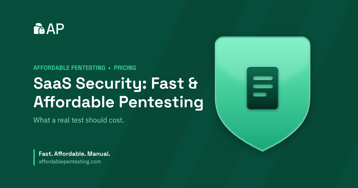 SaaS Security: Fast & Affordable Pentesting title card with a doc icon in the Affordable Pentesting brand style.