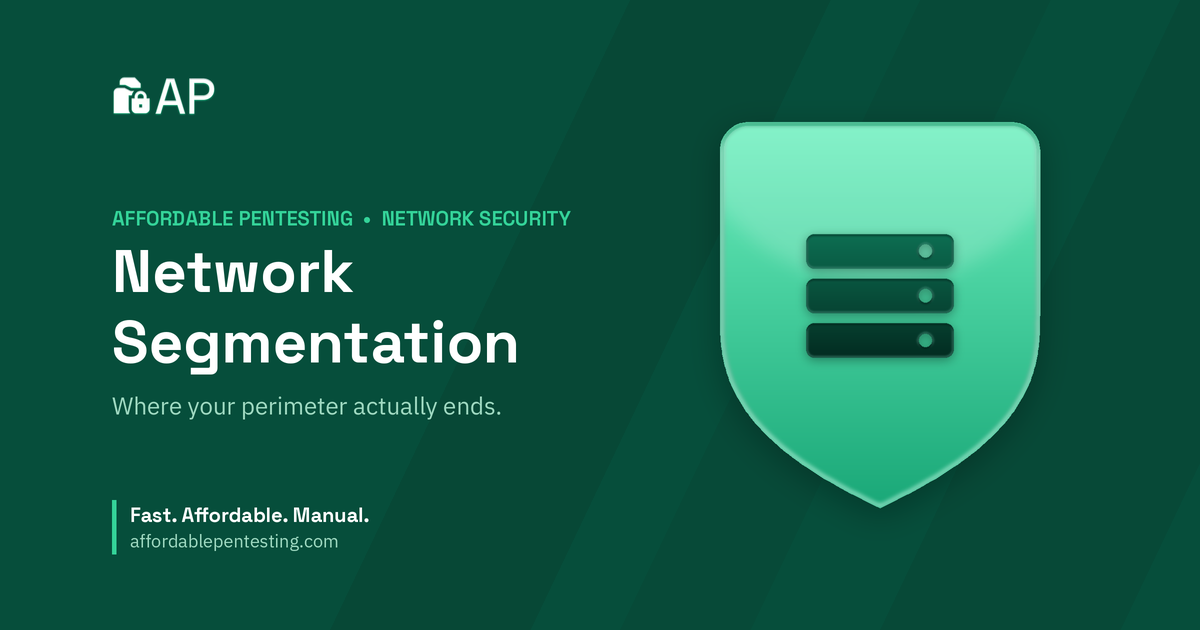 Network Segmentation title card with a server icon in the Affordable Pentesting brand style.