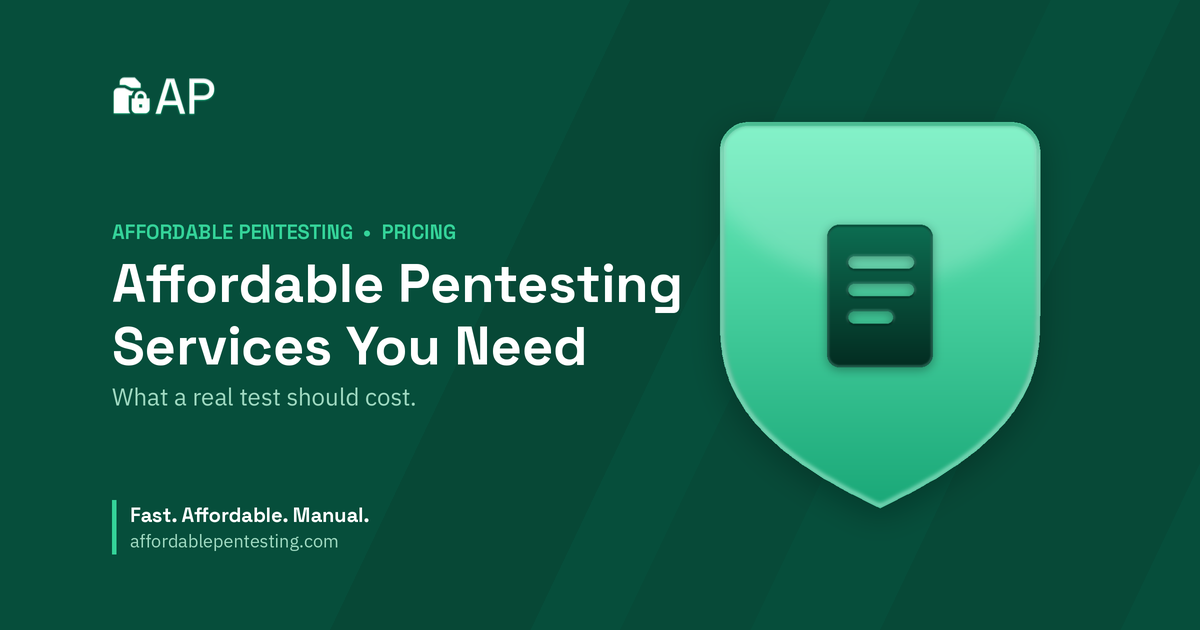 Affordable Pentesting Services You Need title card with a doc icon in the Affordable Pentesting brand style.