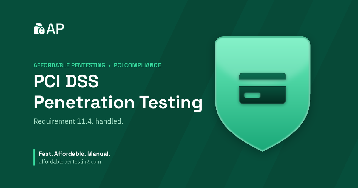 PCI DSS Penetration Testing title card with a card icon in the Affordable Pentesting brand style.