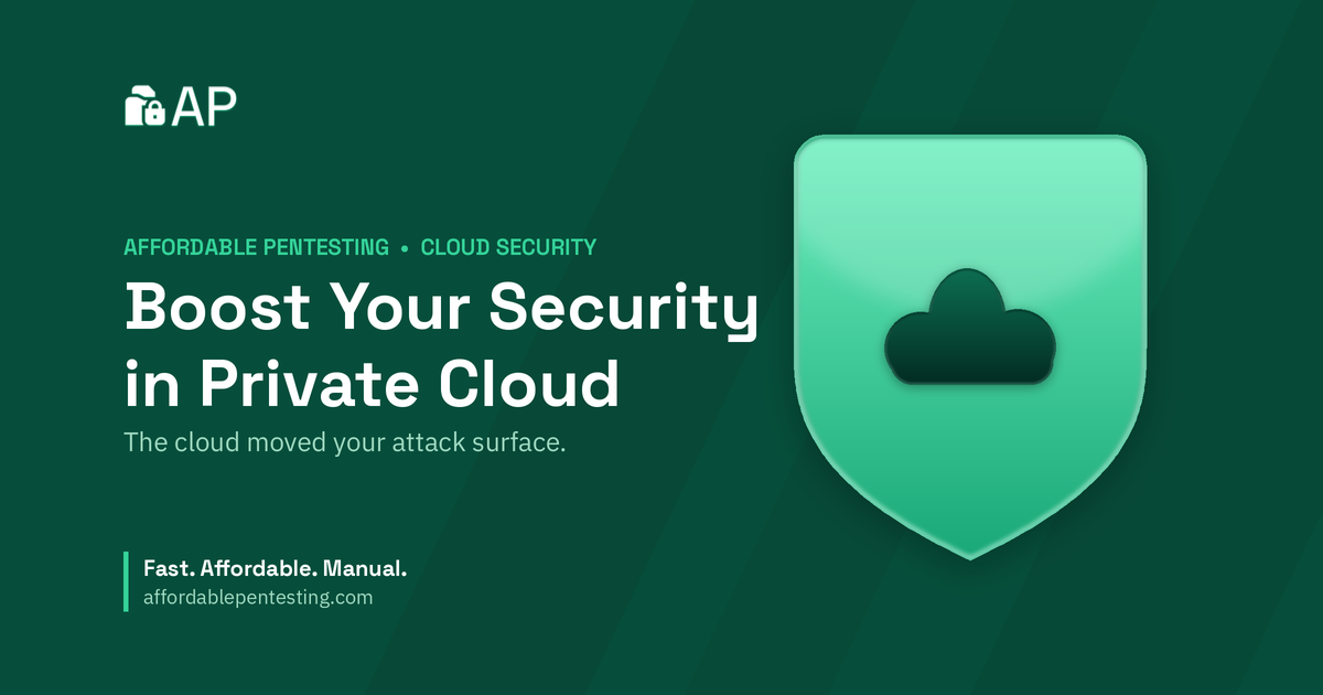 Boost Your Security in Private Cloud title card with a cloud icon in the Affordable Pentesting brand style.
