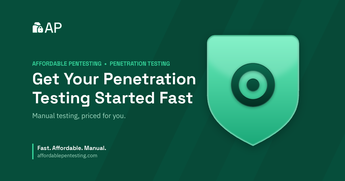 Get Your Penetration Testing Started Fast title card with a target icon in the Affordable Pentesting brand style.