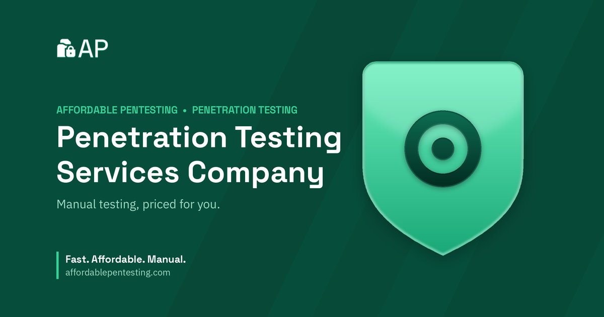 Penetration Testing Services Company title card with a target icon in the Affordable Pentesting brand style.
