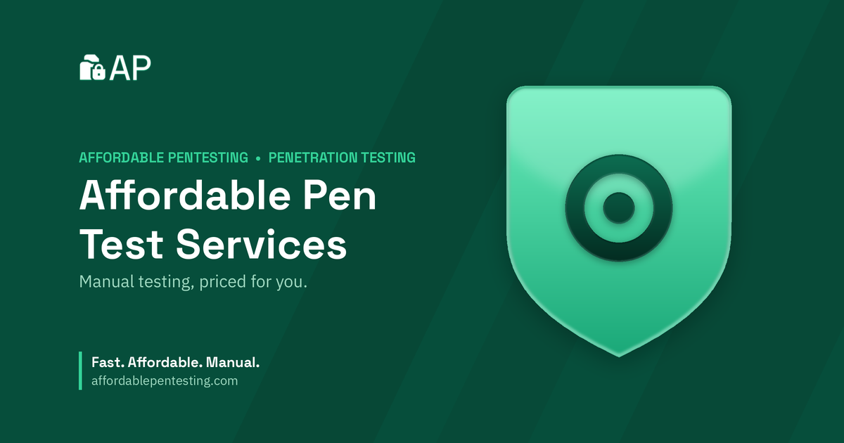 Affordable Pen Test Services title card with a target icon in the Affordable Pentesting brand style.