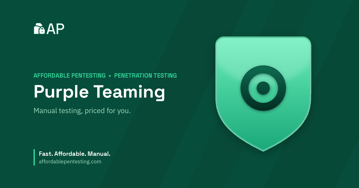 Purple Teaming title card with a target icon in the Affordable Pentesting brand style.
