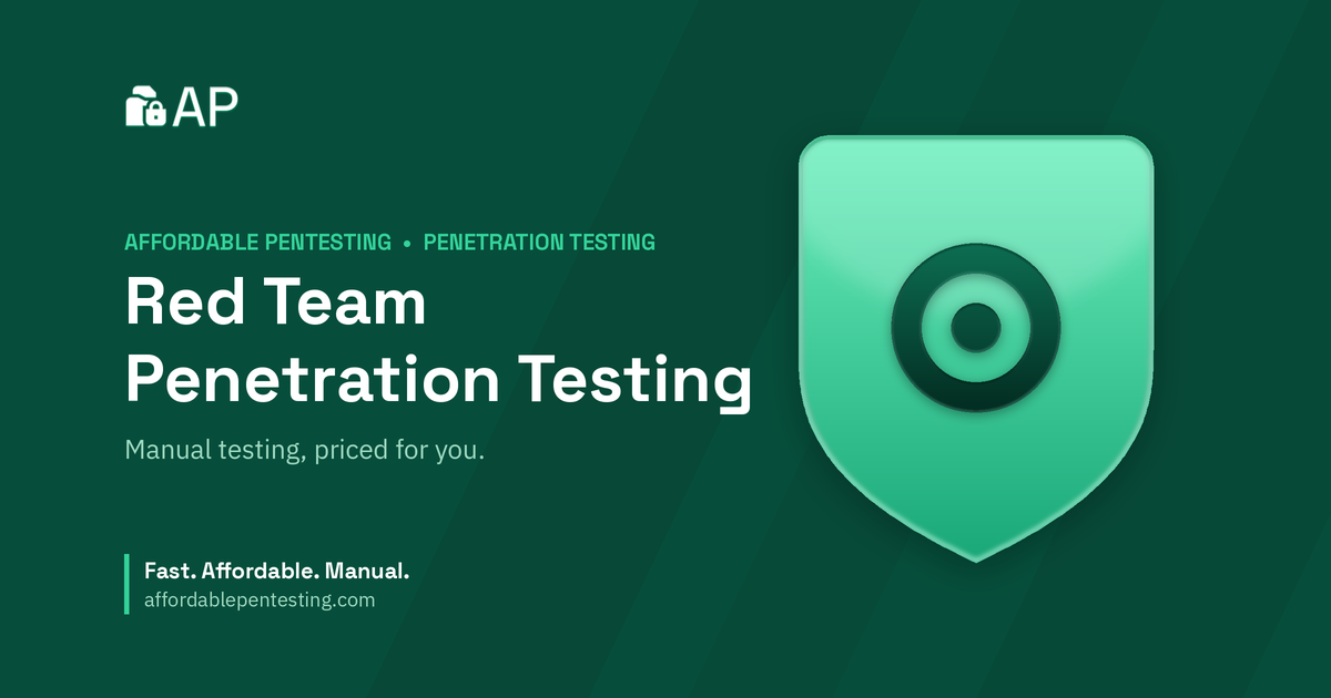 Red Team Penetration Testing title card with a target icon in the Affordable Pentesting brand style.