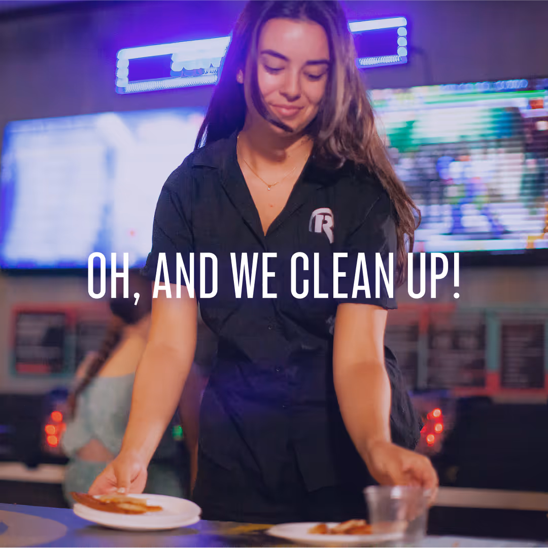 staff cleaning up
