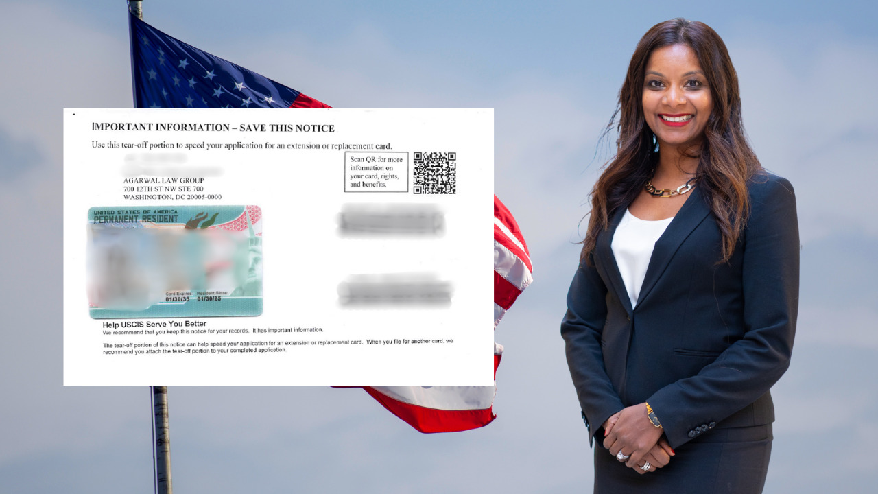 Atty Agarwal with US flag and form with barcode