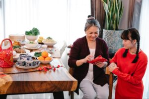Older parent bonding with daughter 