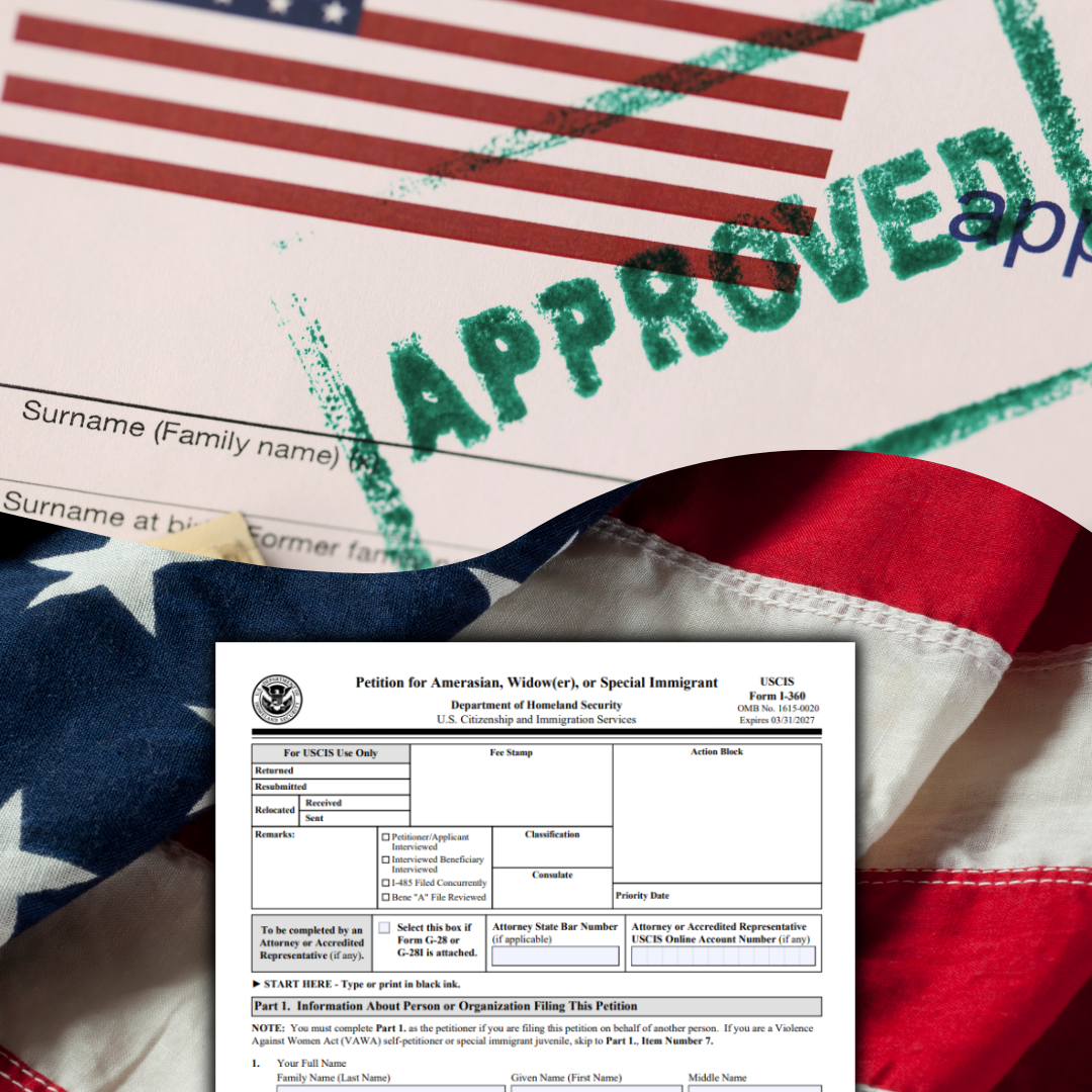 petition for amerasian form with us flag  backgound