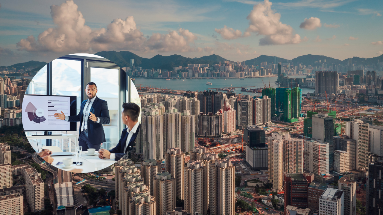 A group of men in suits standing in front of a cityAI-generated content may be incorrect.