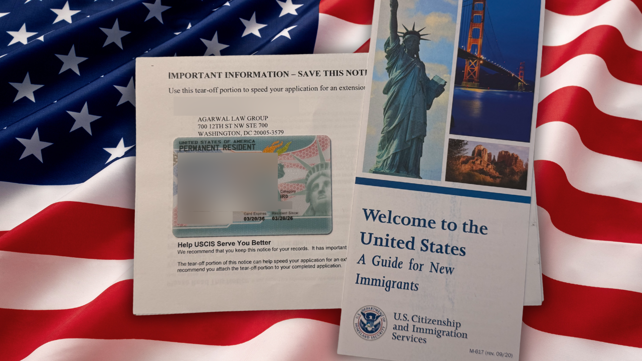USCIS form with usa flag the the back