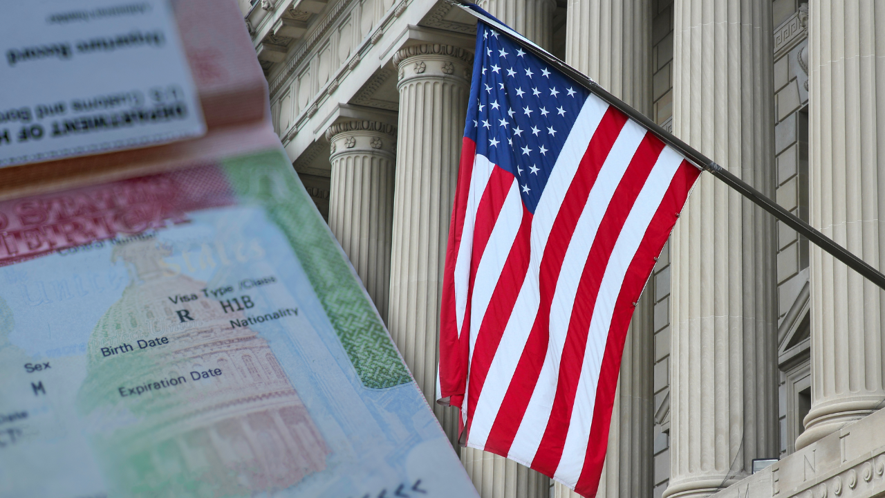 us visa and usa flag