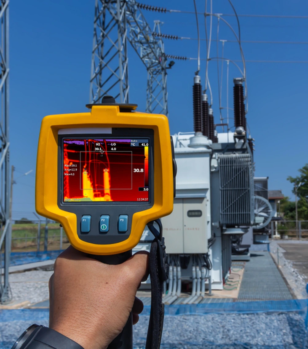 Thermal camera inspecting electrical equipment