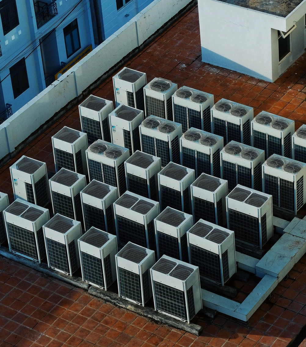 HVAC units on a building rooftop